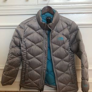 North Face Girls Tween 14-16 Silver Blue Puffer
